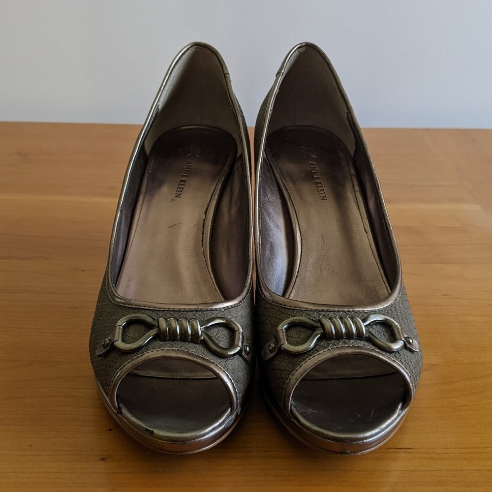 Anne Klein | Akeson | Open Toe Heels | pewter | sz 9 1/2 - Picture 2 of 8